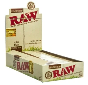 Authentic RAW Unrefined Organic 1.25 1 1/4 Size Rolling Papers Full Box of 24 - Picture 1 of 6