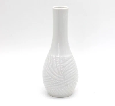 Vase glasiert weiß runde Keule Form ca 15,5cm hoch Blumenvase Porzellan - Bild 1 von 4