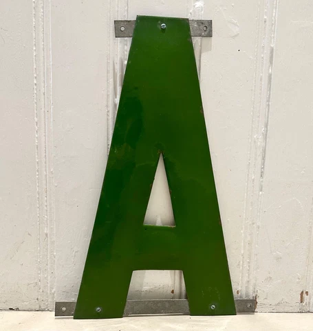 Large vintage enamel metal letter A shop sign display 40cm 16"  high c Cover