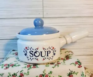Heritage Stoneware Soup Bowl W/Handle Lid Crock Jay Imports Porcelain Flowers - Picture 1 of 8
