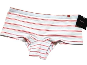 X085 Tommy Hilfiger NEW 13M079TH Red Lines Blue Seamless Microfiber Boyshorts M - Picture 1 of 5