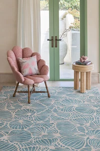 Hand-tufted Blue color floral patter area rug for bedroom living room Tufted rug - Picture 1 of 3