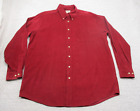 Vintage Ll Bean Corduroy Shirt Mens Xlt Long Sleeve Button Up Burgundy Maroon