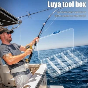 J# 15 Grids Clear Fishing Tackle Box Fishing Box Plastic Tackle Box (15 Slots) - Picture 1 of 10
