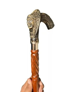 Antique Indian Chief Man Walking Stick 2 Fold - Decorative Cane Walking Stick - Picture 1 of 5