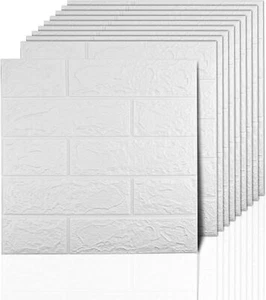 10X 3D Tapete Wandpaneele Selbstklebend Ziegel Wasserfest Wandaufkleber Weiß - Bild 1 von 14