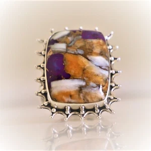 OYSTER COPPER TURQUOISE NATURAL GEMSTONE 925 SOLID STERLING SILVER JEWELRY RING - Picture 1 of 8