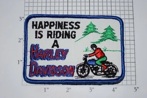 Happiness is Riding a Harley Davidson MINT 1970s Vintage Biker Jacket Vest Patch - Picture 1 of 1