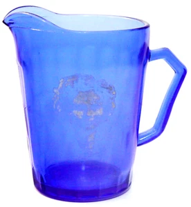 Vintage Shirley Temple Creamer Cream Pitcher Blue Glass Retro 7 oz - Picture 1 of 7