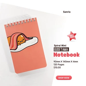 Pocket Notebook Writing Spiral Mini Cute Sanrio Gudetama Lazy Egg GIFT10 ID NB51 - Picture 1 of 12