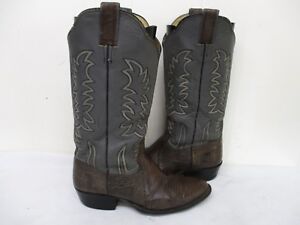 Gray Lizard Leather Cowboy Boots Mens Size 9 D