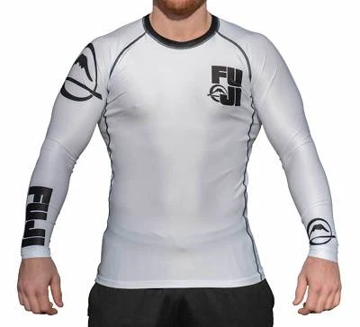 New Big Fuji MMA BJJ Jiu Jitsu LongSleeve Long Sleeve LS Rashguard Rash - White - Image 1 of 4