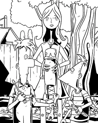 Phineas y Ferb - Dibujo a tinta original de Justin Madson - 8 x 10 arte de pared único en su clase Foto 1 de 3