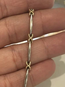 14KT YELLOW & WHITE XOXO HUGE AND KISSES BRACELET WRIST WEIGHT 3.2g SIZE 7” - Picture 1 of 19