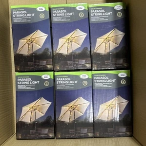 6 x Smart Solar LED Parasol String Light (72 Lights) Warm White RRP £84.94 - Picture 1 of 2