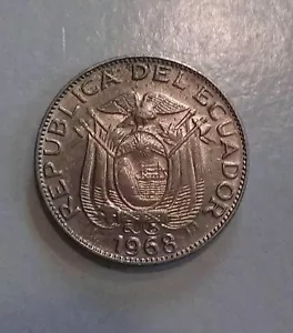 1968 ECUADOR MONEDA DE 10 CENTAVOS , Cat. Lol KM-76. C XF-AU CONDICIÓN !!! - Imagen 1 de 4