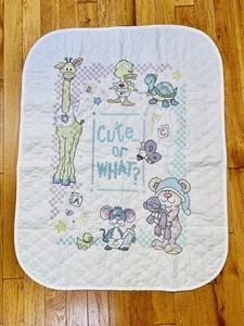 FINISHED! New Dimensions “Cute or What?” Crib/Wall Quilt Cross Stitch 34x43 Inch - Picture 1 of 8