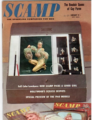Vintage Men's Pinup Magazine SCAMP Jan. 1960 Kathy Wood, Nikki Joye, Pat Shane - Image 1 of 3