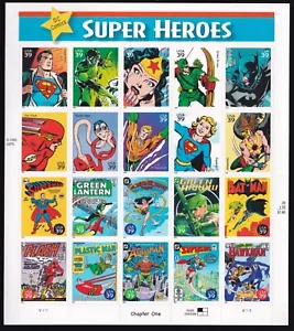 Scott #4084 DC Super Heroes (Superman, Batman) 39¢ Hoja de 20 estampillas - MNH - Imagen 1 de 3