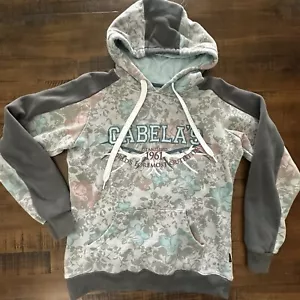 Cabelas Hoodie Womens Small Gray Floral Woodland Hooded Hunting Sweatshirt - Picture 1 of 5