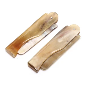 Women Ox Horn Fine Tooth Pocket Folding Comb All Hair Types Beard Mustache LT - Picture 1 of 10