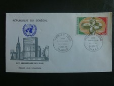 SÉNÉGAL POSTE AERIENNE LETTRE 1ER JOUR DAKAR 1970 ANNIVERSAIRE ONU