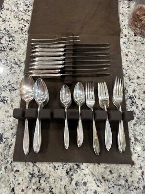 Cubiertos de plata vintage 1934 Wm A Rogers Debutante 52 piezas con bandeja de pulido Foto 1 de 4