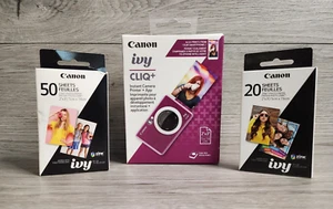 Canon Ivy CLIQ+ Instant Camera Printer Purple  Sealed + 70 Sheets Photo Paper - Picture 1 of 2