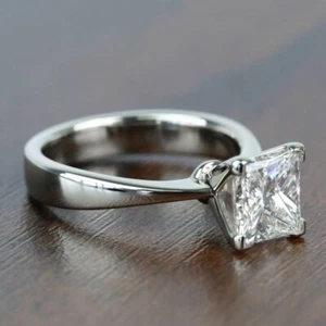 14k White Gold Ring IGI Certified Diamond Princess 1 Carat Lab Grown 5 6 7 8 - Picture 1 of 9