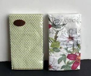 (2 pk) Caspari "Calico Green" & Michel Design "Petals" 3-Ply 15 ct Guest Towels - Picture 1 of 10