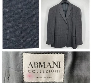 Armani Collezioni Blazer Men's 46R Wool Sport Coat Gray Window Check Jacket - Picture 1 of 13