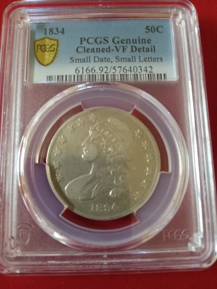 1834 50C SILVER COIN PCGS GENUINE CLEANED-VF DETAIL - Image 1 of 2