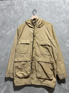 Woolrich Tan Utility Field Jacket Mens Medium Hooded Canvas Workwear USA - Picture 1 of 14