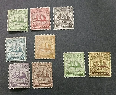 TURKS & CAICOS 1900 0,5d a 1s SG 101 - 107 110 112 Sc MH algunos tonos de goma  Foto 1 de 2