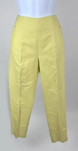 Women's Akris Yellow Cotton Flat Front Straight Leg Pants Size 4 - Picture 1 of 6