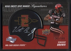 2011 Upper Deck Sweet Spot Vincent Brown Auto #/599 Rookie Helmet RC San Diego - Bild 1 von 2