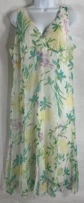 Jonathan Martin Petite Size 14P 100% Silk Empire Floral Chiffon Dress Sleeveless - Image 1 of 4