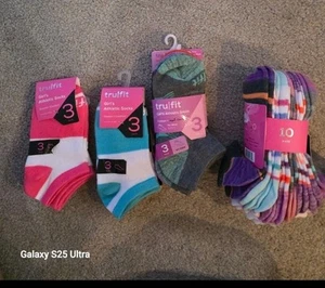 TruFit Girl's LOT  Athletic Ankle Socks Stretch  CoolDRY Socks Size 6-8.5  NEW - Picture 1 of 5