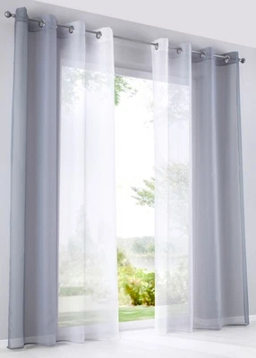 2er Pack Gardinen Farbverlauf Vertikal  »Modena« Ösen HxB 245x140 cm Grautöne - Bild 1 von 4