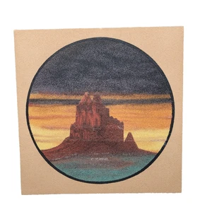 Albert Lee Shiprock NM Sand Painting Original Art on Board Signed USA Sunset 12" - Picture 1 of 6