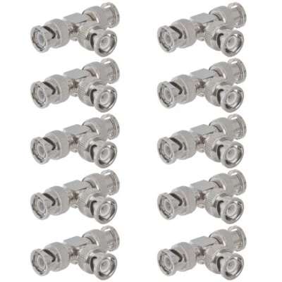 10 Pcs BNC Male to Dual Male T Splitter Connector Video Adapter For CCTV Camera - Image 1 of 2