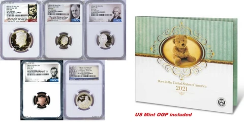 2021 US Mint BIRTH SET 5-Coin-Set Dime Half Penny Nickel Quarter NGC PF69 UC FR Cover