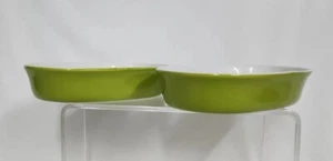 Au Gratin Baking Oval Dishes Set of 2 Green White 7 1/4" x 4 3/4" Century Brand - Picture 1 of 5