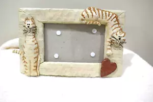 Herz & Zuhause Kätzchen Katzenliebhaber Foto Bilderrahmen Boho Volkskunst süß gestreift Katzen - Bild 1 von 7