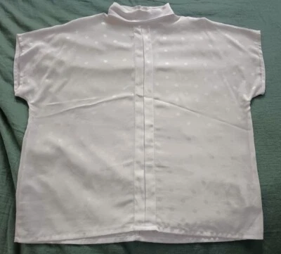 Blusa Camisa Vintage TanJay Poliéster Blanco Lunares Manga Corta Talla 14  Foto 1 de 4