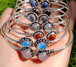 Rose Quartz & Mix Gemstone 925 Sterling Silver Plated Women's Bracelet Lot - Picture 1 of 3