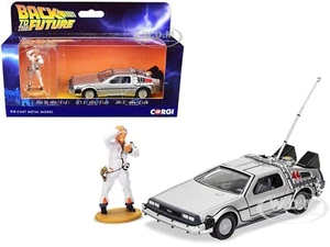 DMC DELOREAN W/ DOC BROWN FIGURE "BACK TO THE FUTURE" DIECAST BY CORGI CC05503 - Picture 1 of 4