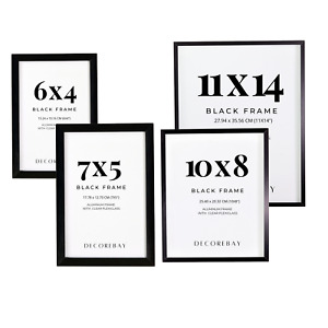 Decorebay Home Aluminum Black 6"x4", 7"x5", 10"x8", 11"x14" Picture Photo Frame