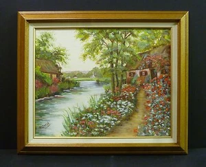 "Dream Place" Flowers Original Mary Jane Grzyb Landscape Oil Painting Art Framed - Picture 1 of 8