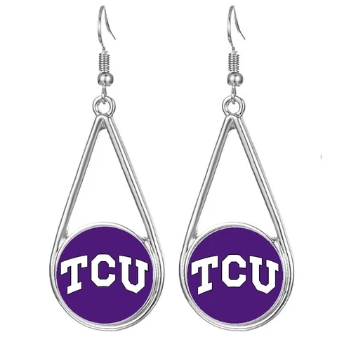 TCU Horned Frogs Womens Silver Drop Dangle Earrings w Gift Pkg D29 Cover